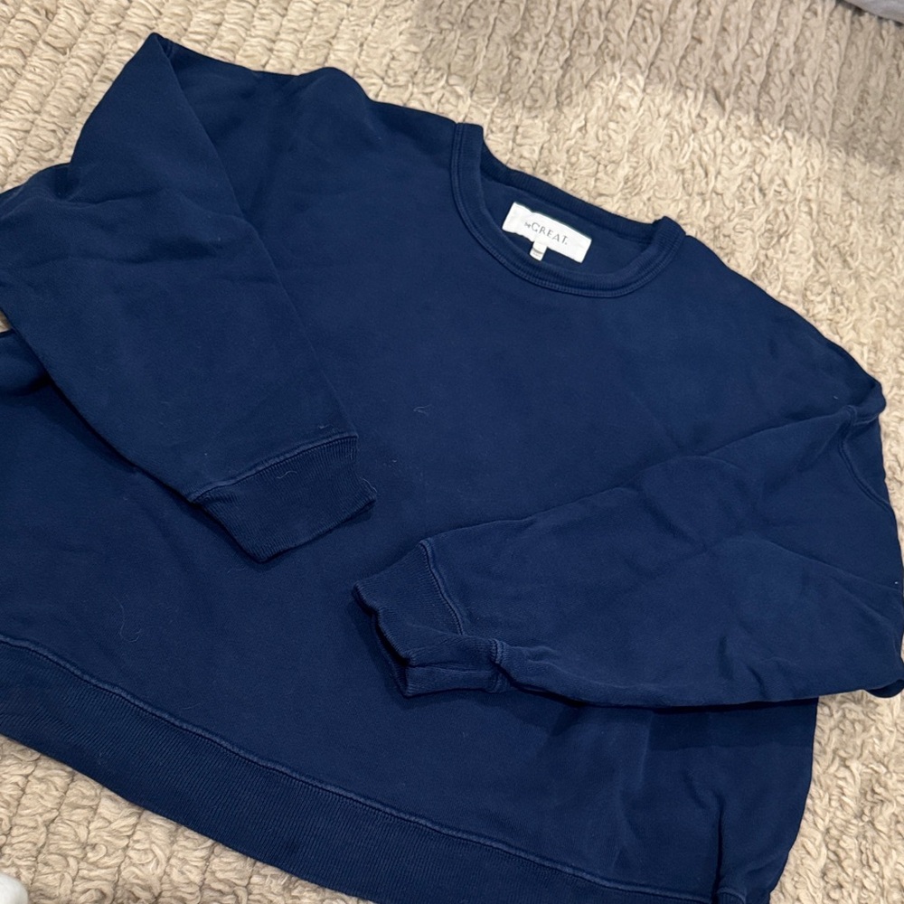 THE GREAT. Women's Navy Crewneck sweatshirt excellent condition boxy fit